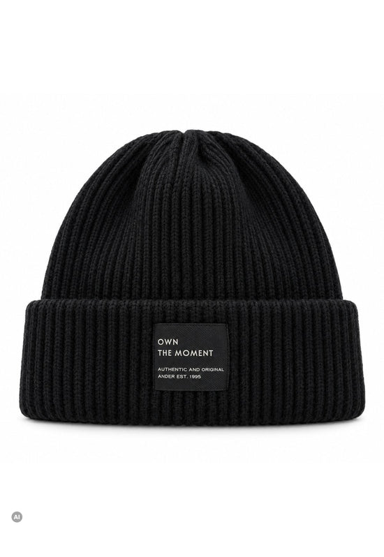 Strickmütze Puro Schwarz aus Merinowolle und Kaschmir – Unisex One Size