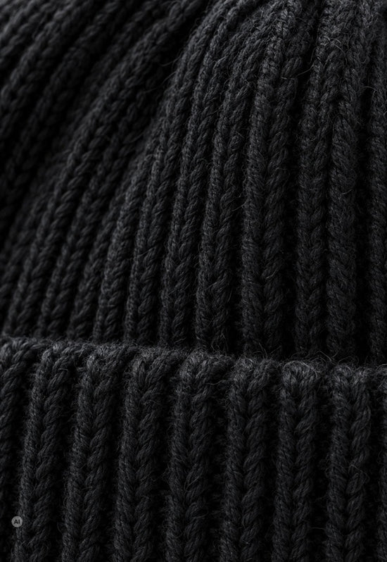 Strickmütze Puro Schwarz aus Merinowolle und Kaschmir – Unisex One Size