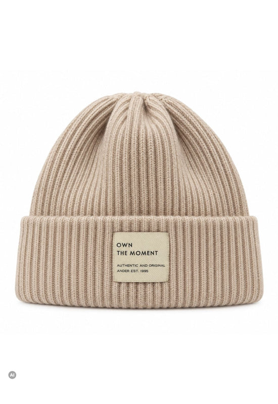 Strickmütze Puro Beige  aus Merinowolle und Kaschmir – Unisex One Size