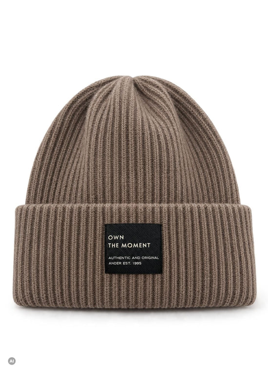 Strickmütze Puro Taupe aus Merinowolle und Kaschmir – Unisex One Size