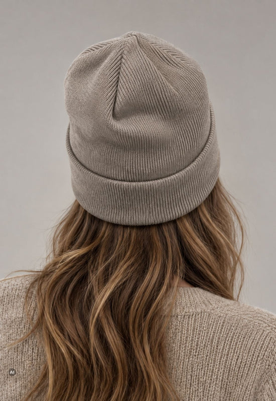 Strickmütze Naomi Beige aus 100 % Merinowolle – Unisex One Size