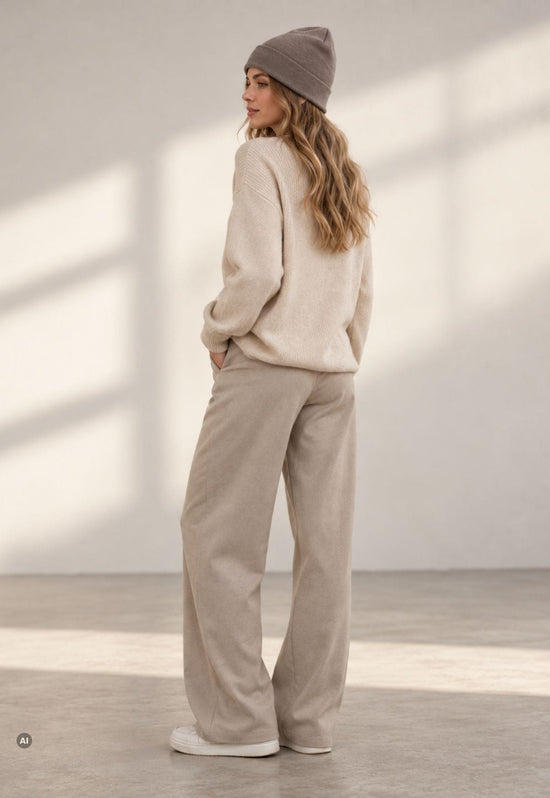 Strickmütze Naomi Taupe aus 100 % Merinowolle – Unisex One Size