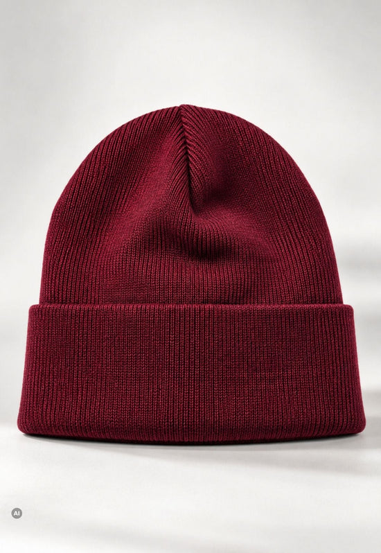 Strickmütze Naomi Burgundi aus 100 % Merinowolle – Unisex One Size