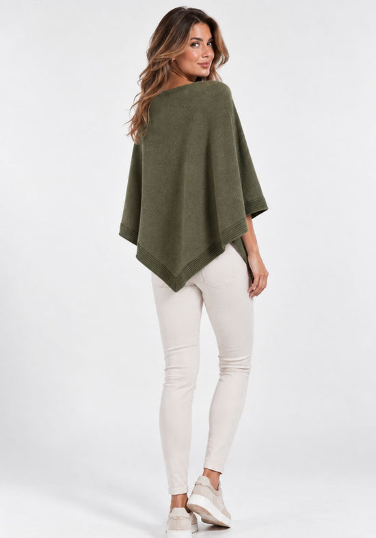 Damen-Kaschmirponcho aus 100 % Cashmere Olive