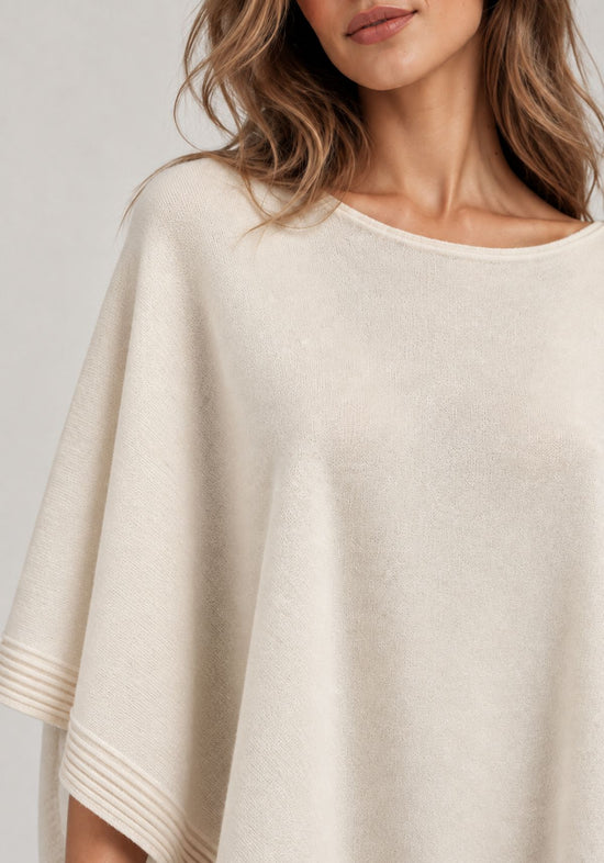 Damen-Kaschmirponcho aus 100 % Cashmere Weiß