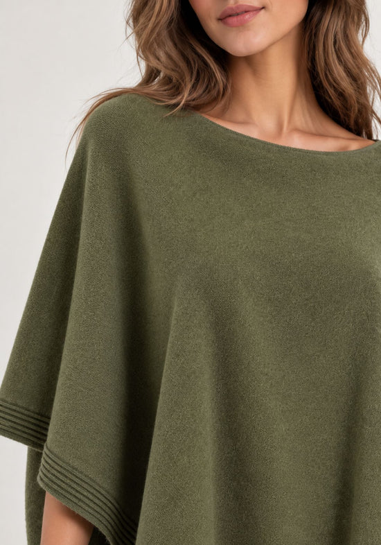 Damen-Kaschmirponcho aus 100 % Cashmere Olive
