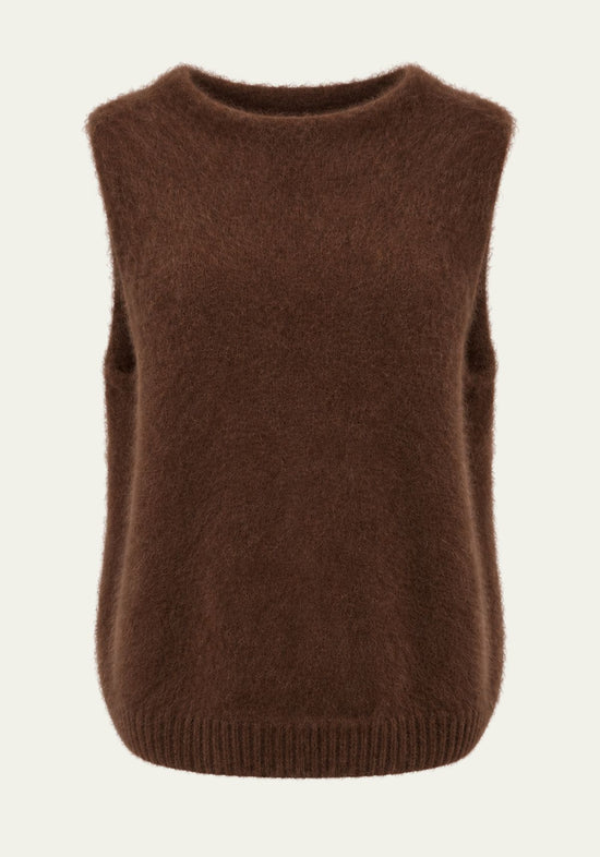 Damen-Strickweste aus Wolle und Kaschmir Braun