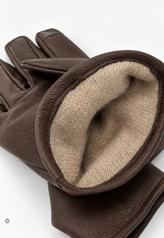 Herren-Lederhandschuhe L07 Dunkelbraun aus Lamm-Nappaleder mit Kaschmirfutter