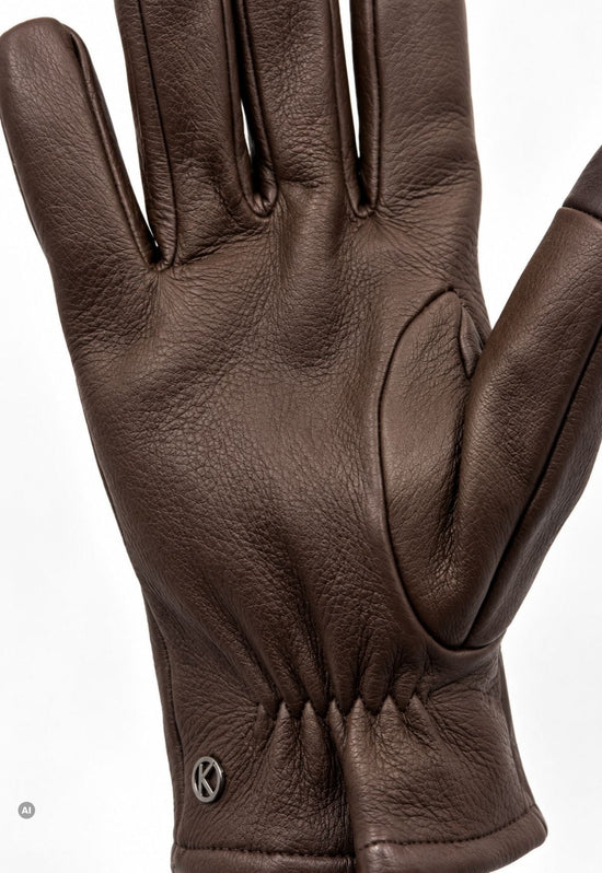Herren-Lederhandschuhe L07 Dunkelbraun aus Lamm-Nappaleder mit Kaschmirfutter
