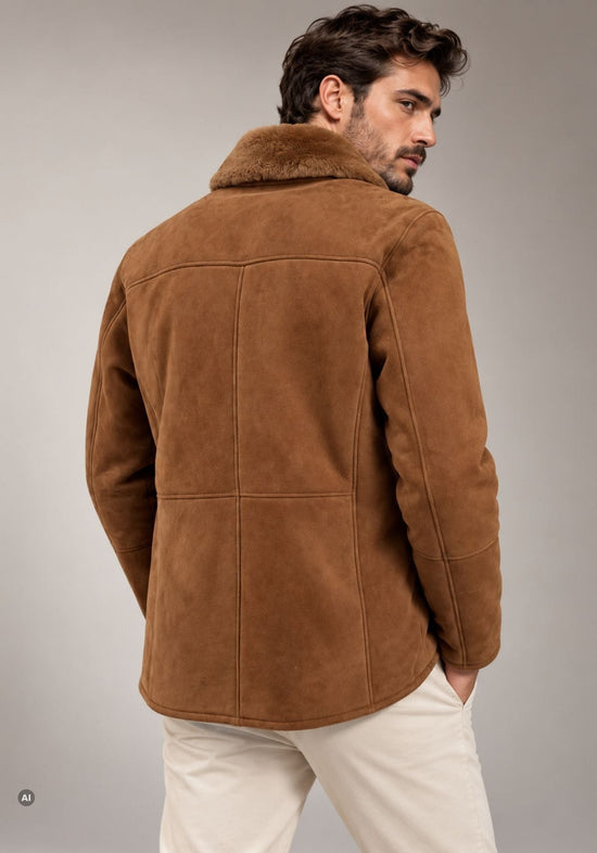 Herren-Lammfelljacke aus Shearling mit samtiger Lederoberfläche