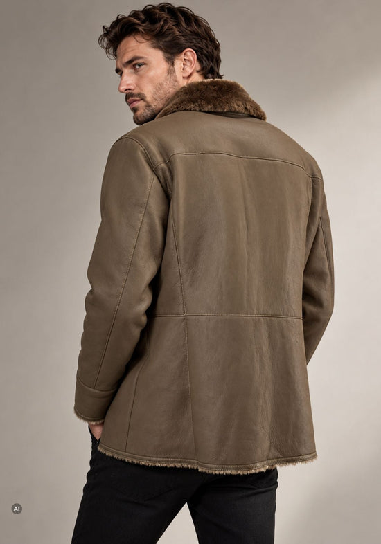 Herren-Lammfelljacke aus Shearling mit breitem Reverskragen