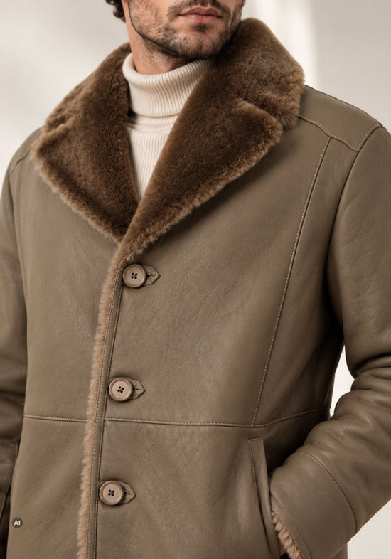 Herren-Lammfelljacke aus Shearling mit breitem Reverskragen