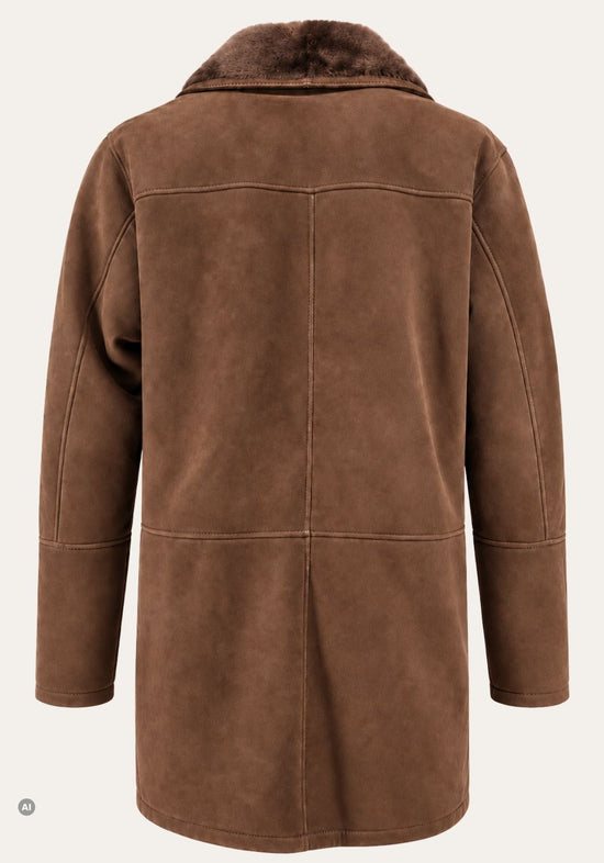 Herren-Lammfellkurzmantel Braun im klassischen Car-Coat-Stil