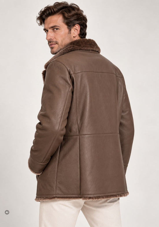 Herren-Lammfelljacke Braun im klassischen Blazer-Stil