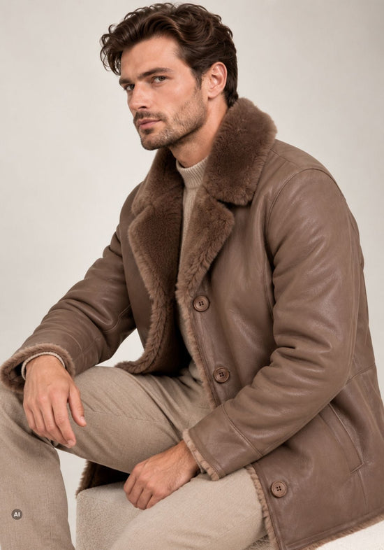 Herren-Lammfelljacke Braun im klassischen Blazer-Stil
