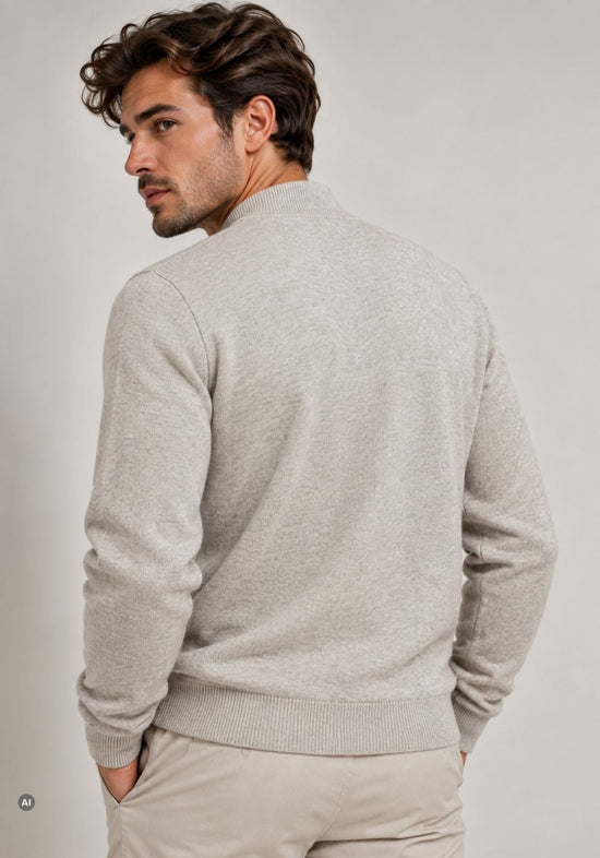 Herren-Lammwollpullover mit Stehkragen Beige Modell BALIKCI