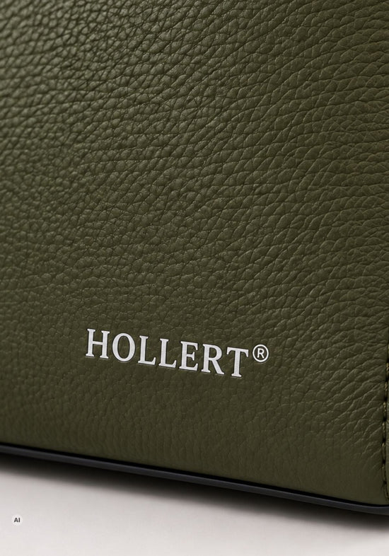 Damen-Henkeltasche aus genarbtem Leder Olivgrün