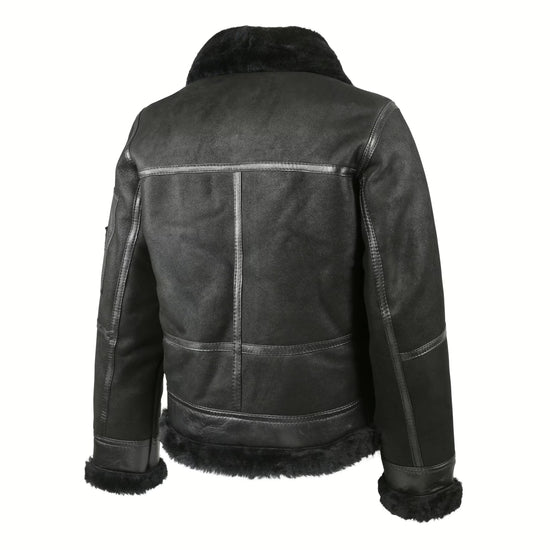Herren Lammfelljacke B16 - Schwarz