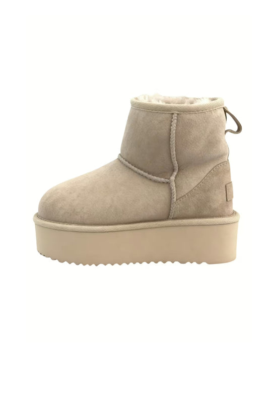 Damskie zimowe botki na platformie Arctic Luxe w kolorze beżowym