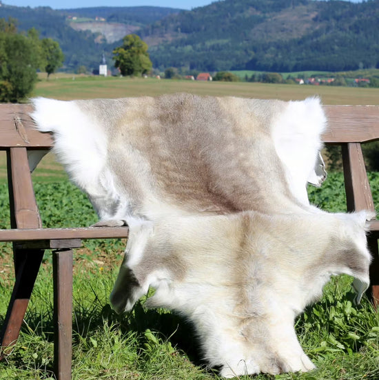 Rentierfell Creme/Braun – Echtfell aus Finnland
