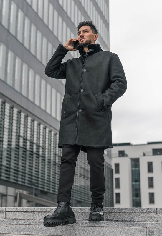 Męskie buty z owczej skóry Model 0692 czarne
