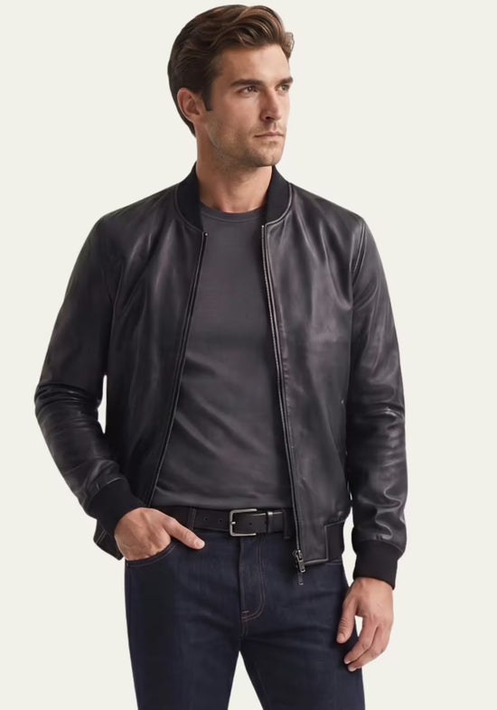 Lederjacke aus echtem Lammnappaleder