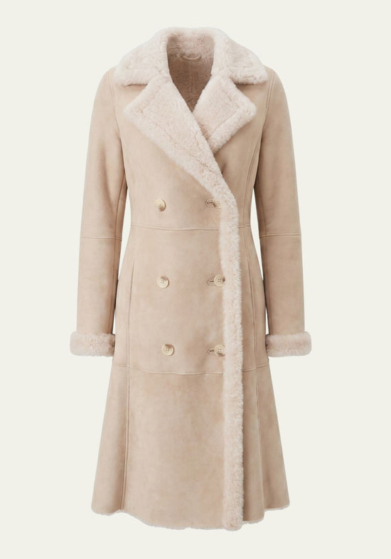 Damen Shearling Mantel in Beige