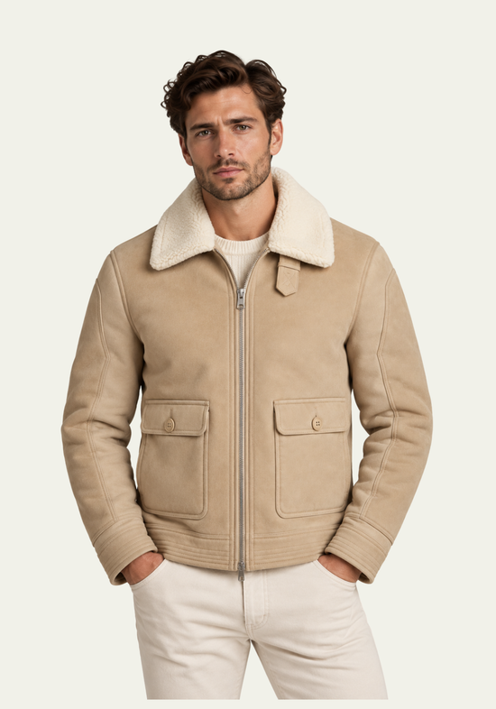 Premium Herren-Lammfelljacke GREGOR in Beige