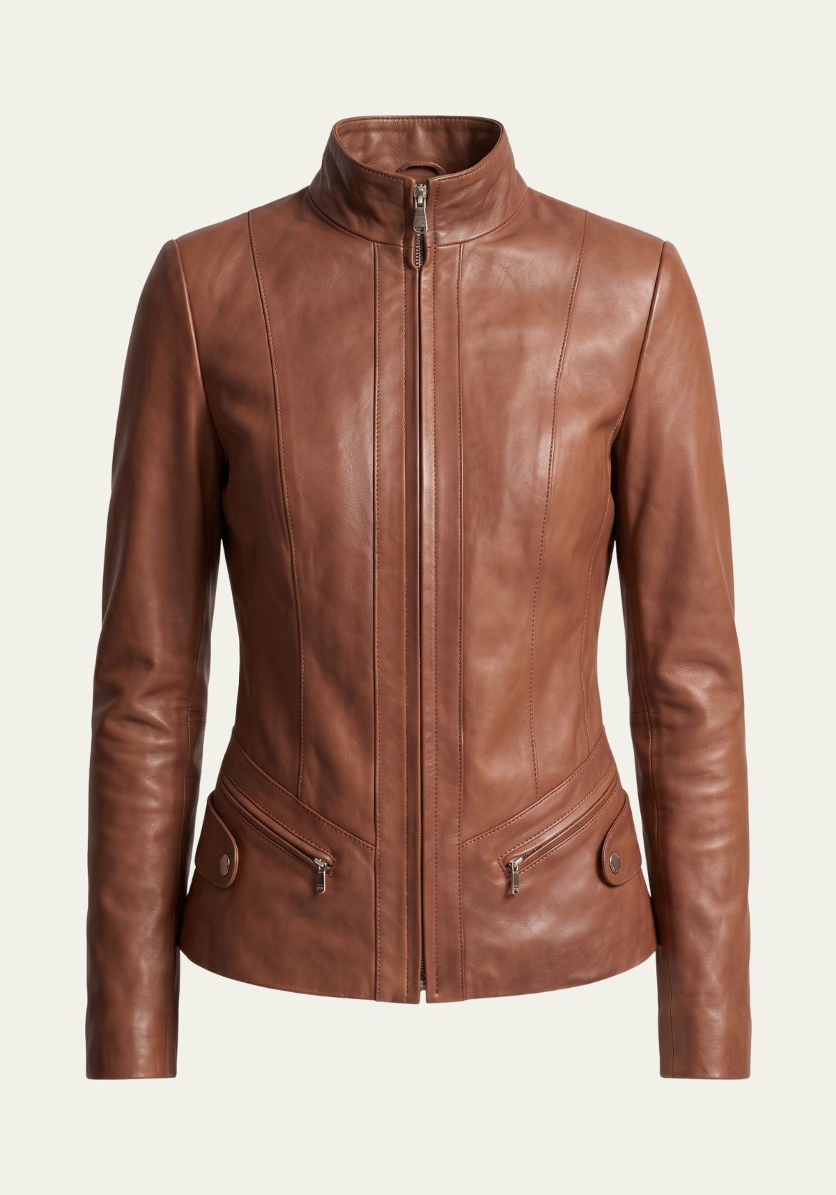 Damen Lederjacke aus Lammnappa – Rehbraun