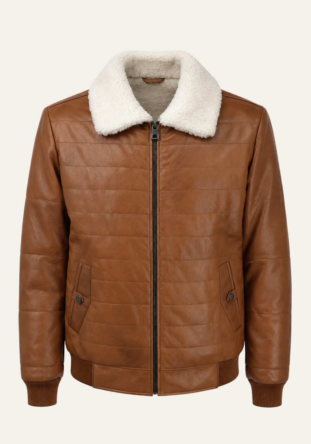 Premium Herren-Lammfelljacke THORSTEN in Cognac