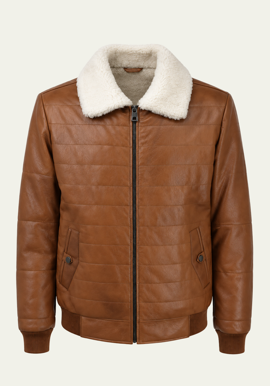 Premium Herren-Lammfelljacke THORSTEN in Cognac