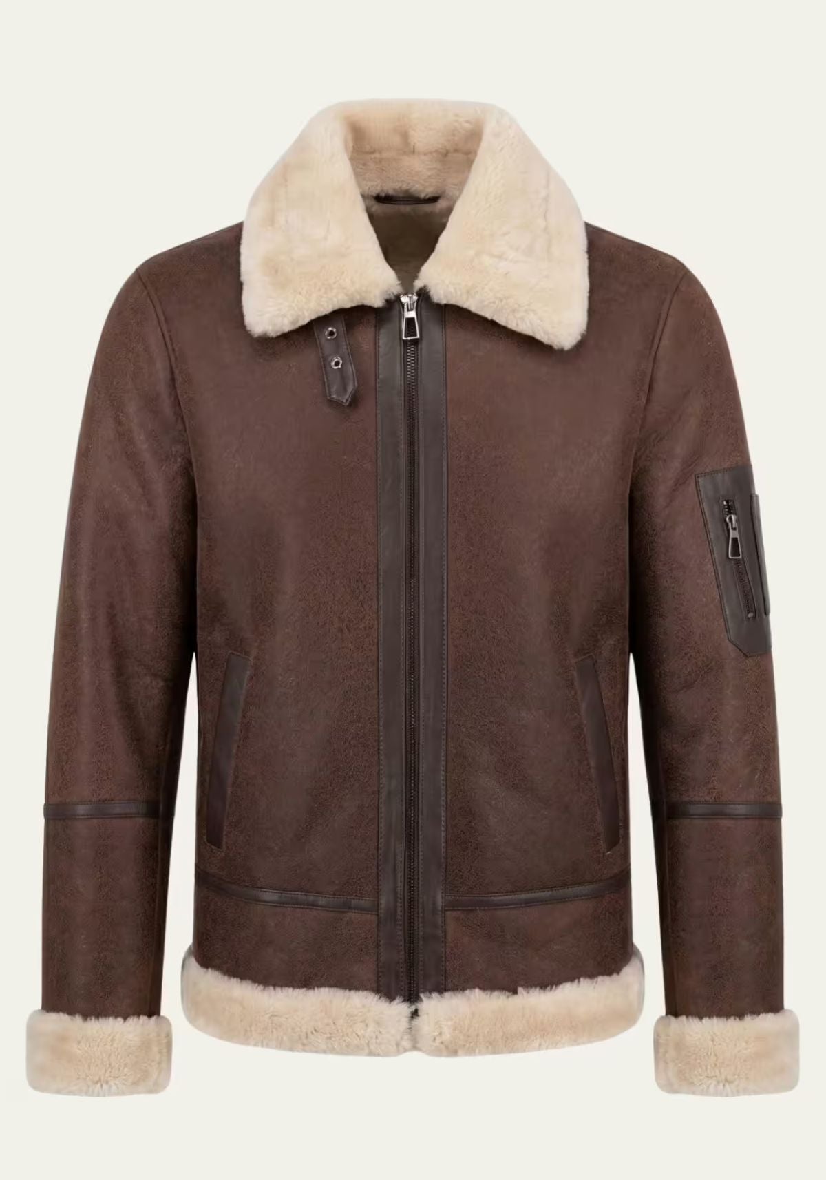 Lammfell Bomberjacke Aviator Mahagoni – Merino Shearling