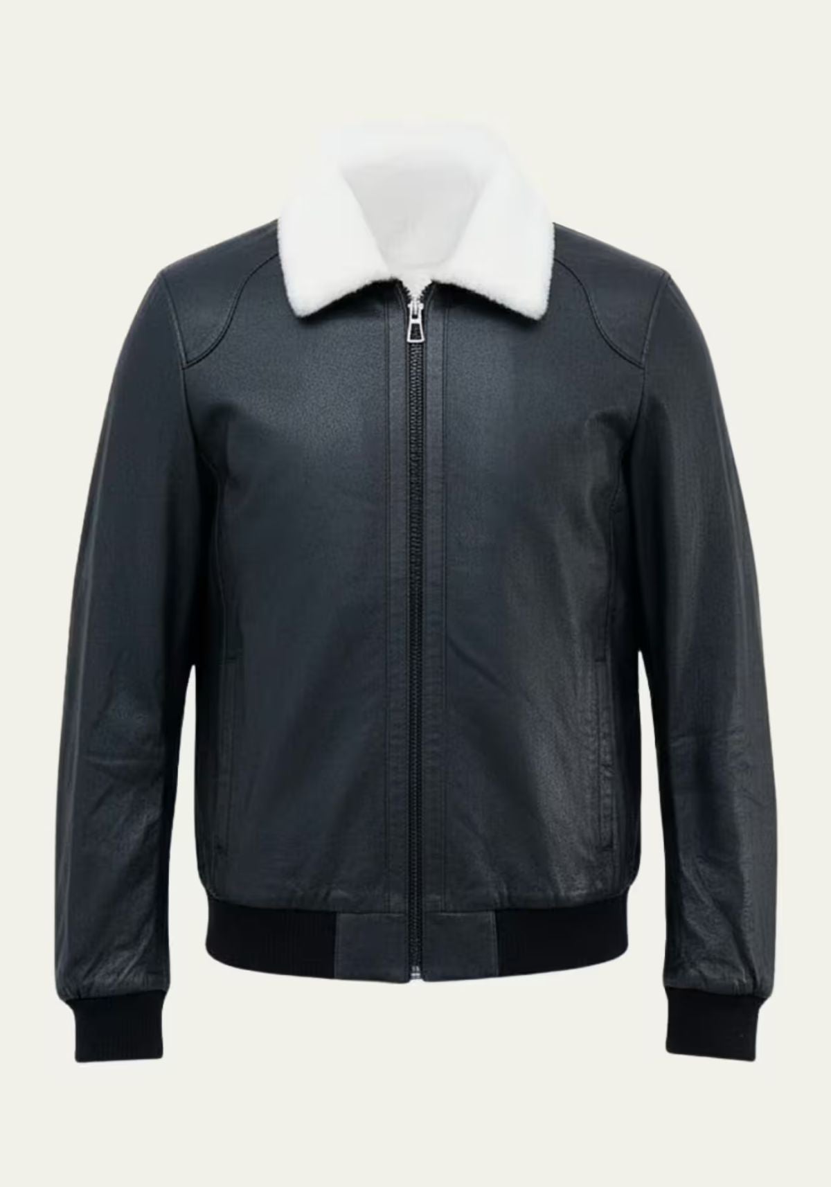 Luxus-Lammfelljacke Damian | Dunkelblau – Pilotenstil & Merino-Lammfell