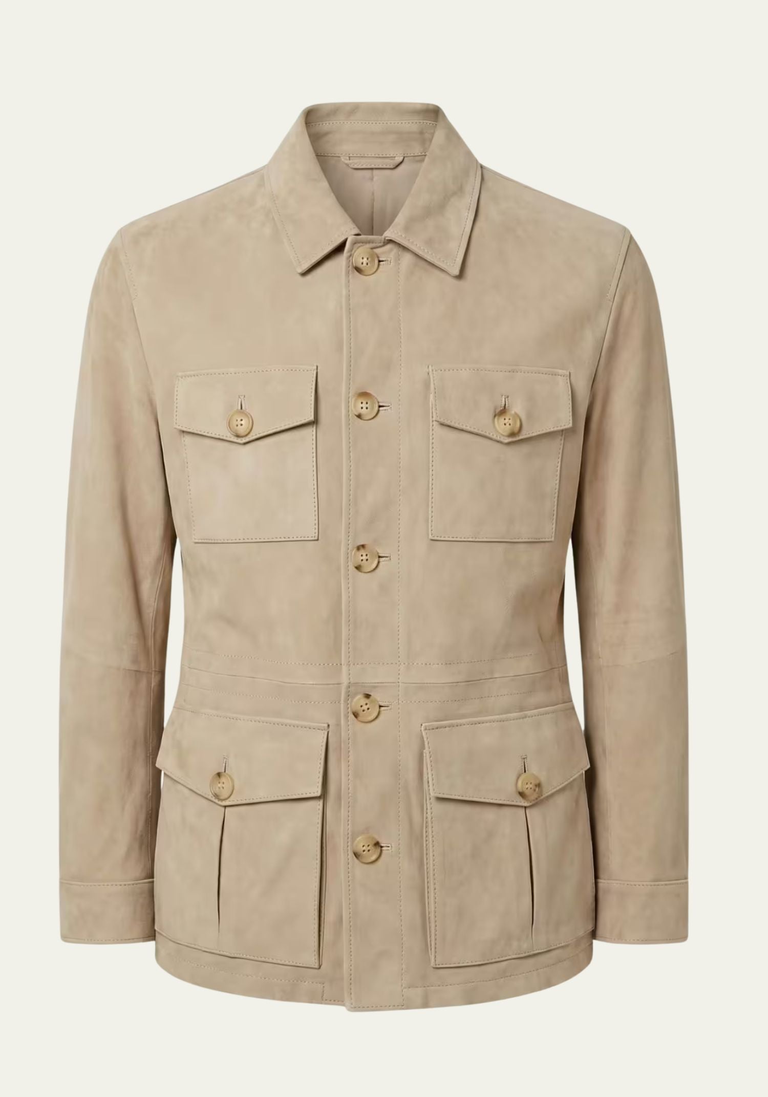 Lederjacke in Beige – Klassischer Safari-Stil