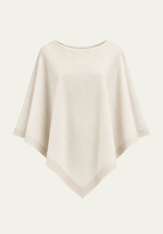 Damen-Kaschmirponcho aus 100 % Cashmere Weiß