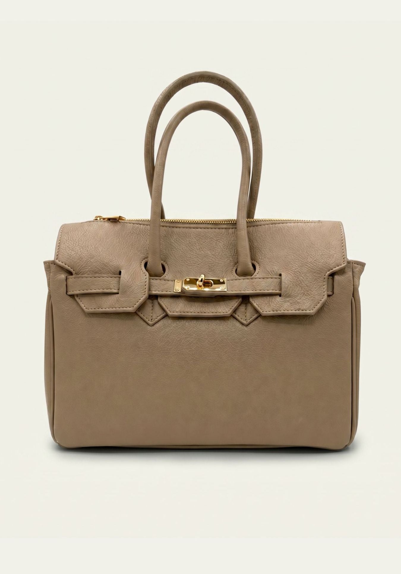 Elegante Echtleder-Handtasche Taupe – Schulter- & Henkeltasche