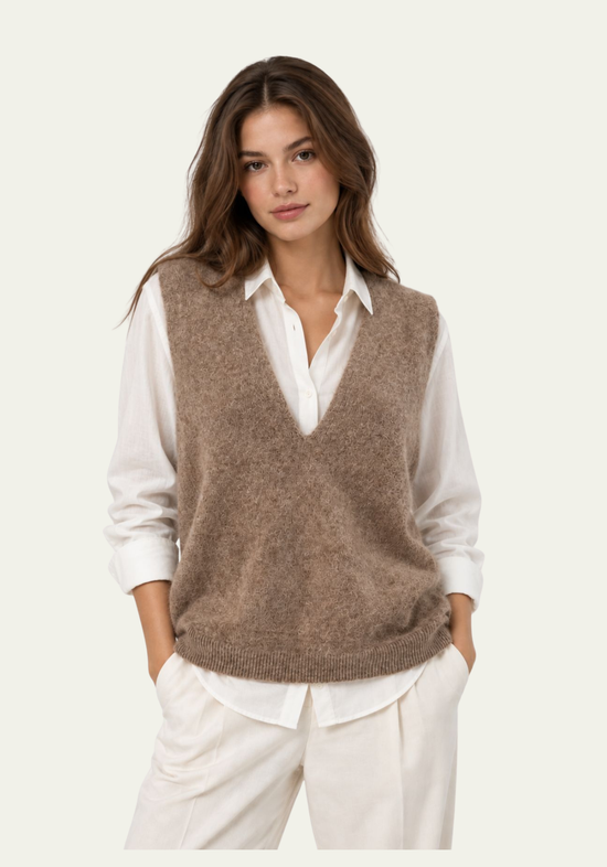Damen-Strickweste aus Wolle und Kaschmir