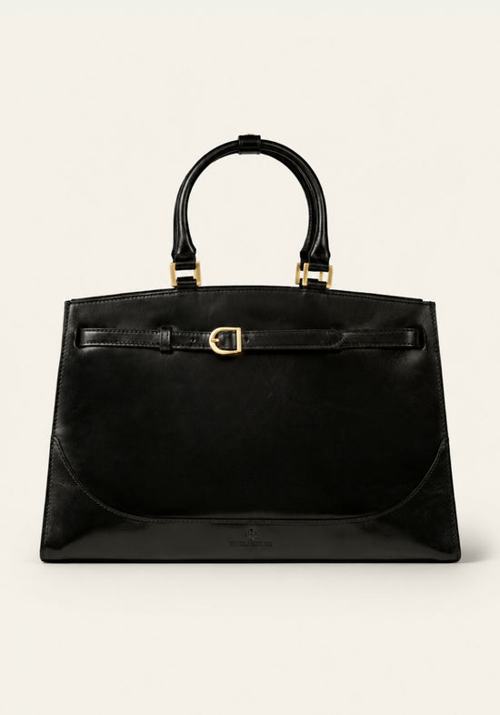 Elegante Leder Hobo Tasche - Noravia Schwarz