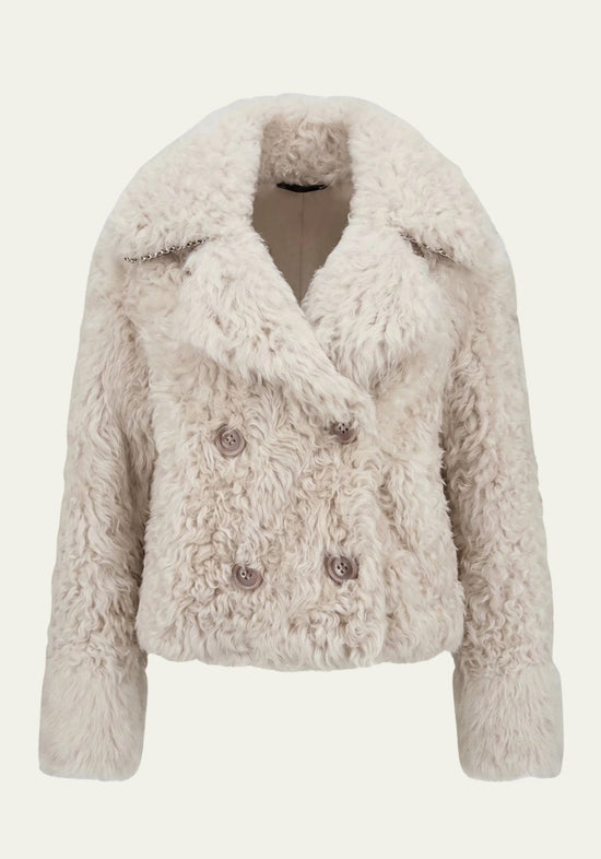 Luxuriöse Curly Lammfelljacke in Creme-Beige – Modell 1037