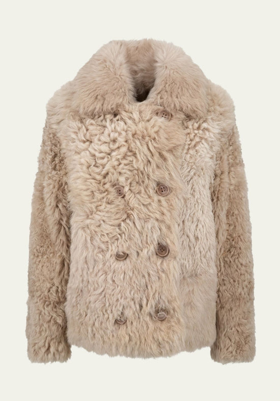 Curly Lammfell Wendejacke Beige – Doppelseitiger Luxus