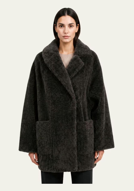Shearling Lammfelljacke Khaki