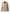 Freigestellte beige Damen-Curly-Lammfelljacke mit Fellkragen und Fellbesatz an Ärmeln und Saum.