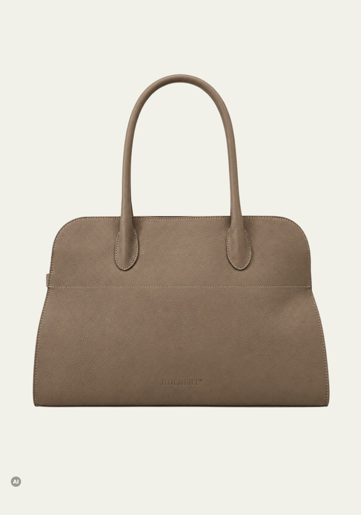 Damen-Schultertasche aus genarbtem Leder Taupe