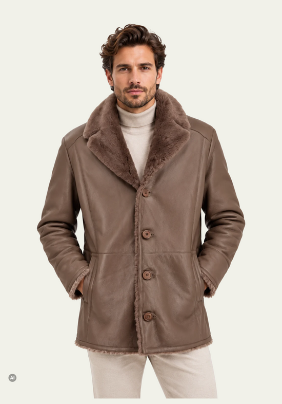 Herren-Lammfelljacke Braun im klassischen Blazer-Stil