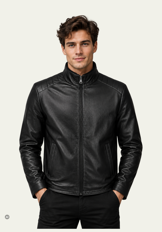 Hollert Victor Lederjacke in Schwarz, Vorderansicht