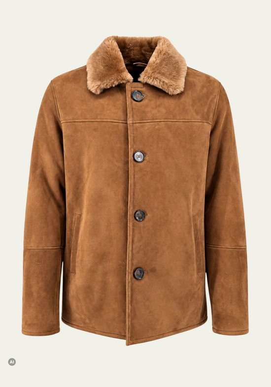 Herren-Lammfelljacke aus Shearling mit samtiger Lederoberfläche
