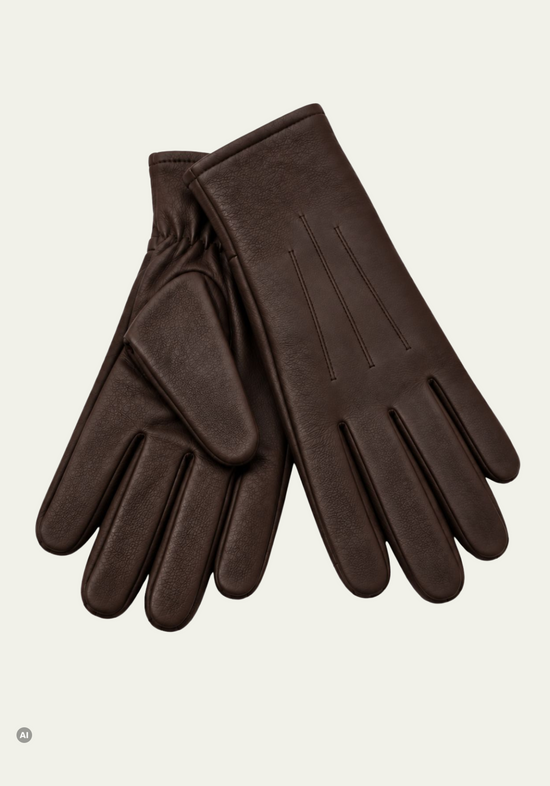 Herren-Lederhandschuhe L07 Dunkelbraun aus Lamm-Nappaleder mit Kaschmirfutter