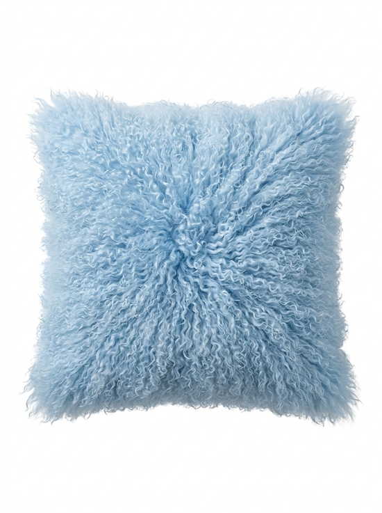 Lammfellkissen Tibet Himmelblau mit Inlett