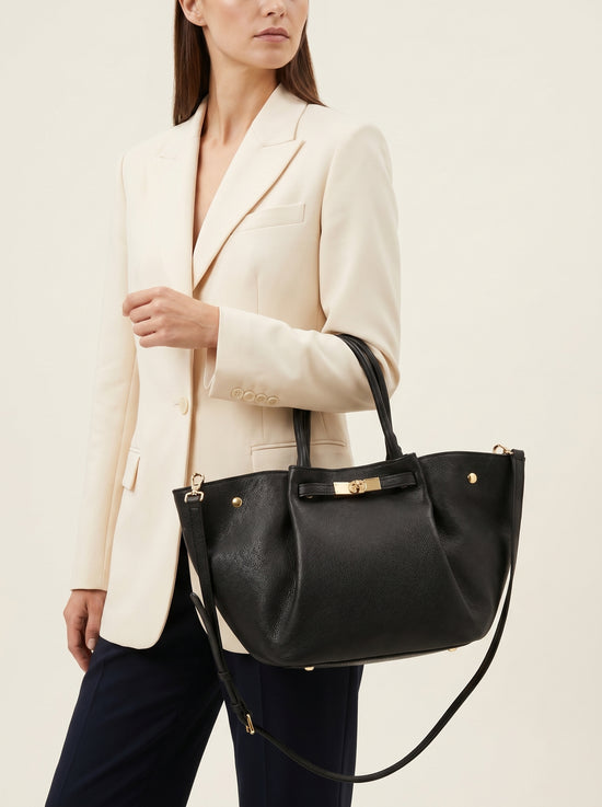 Luxus Damenhandtasche Echtleder Schwarz