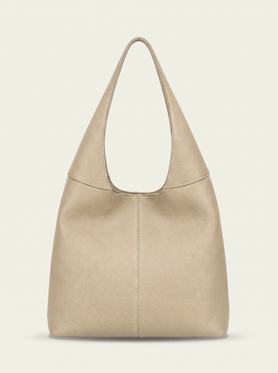 Minimalistische Hobo Bag Echtleder Cremebeige – Schultertasche